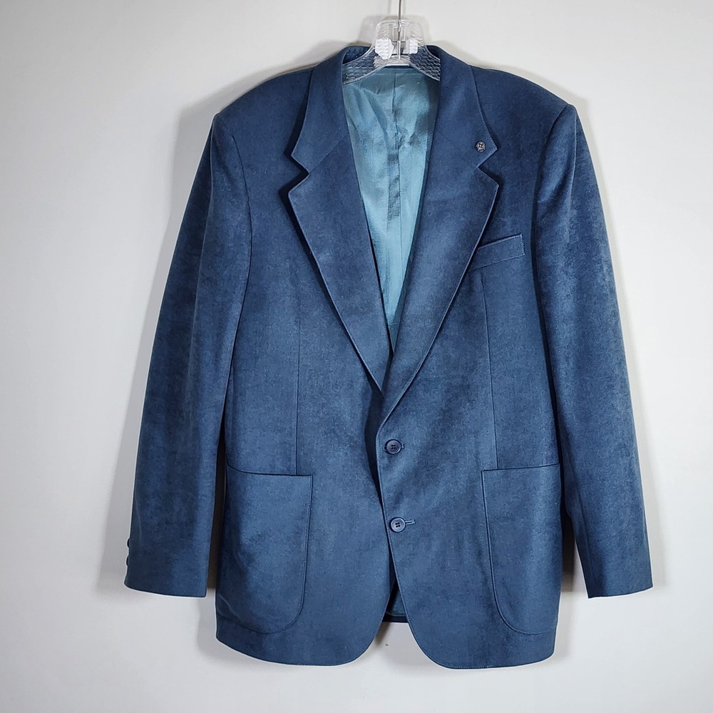 Blue Moleskin Blazer Mens 42R Suprema Suede Formal Event Wedding Preppy Grad